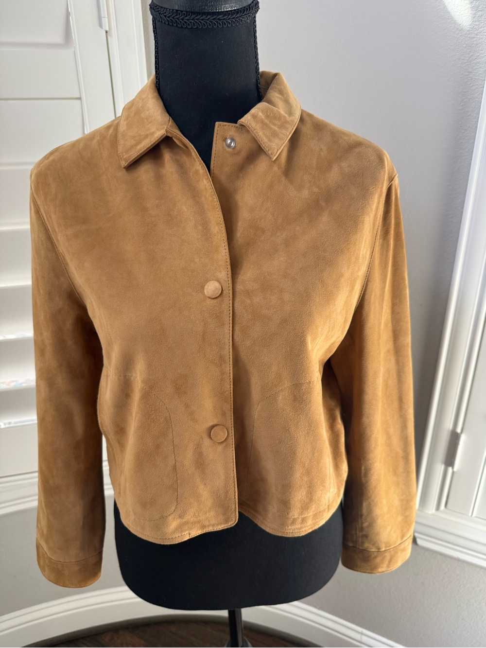 Girls Zara Tan Suede Snap-Front Jacket
